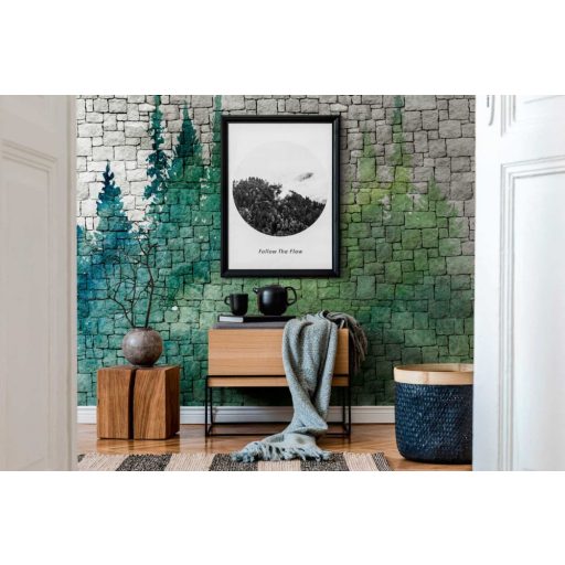 AS-Creation Metropolitan Stories the Wall 38245-1 Natur/Ipari design Kőfal növényi (erdő) festéssel szürke zöld kékeszöld falpanel