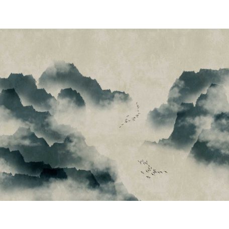 AS-Creation Metropolitan Stories the Wall 38246-1 Natur ködbe burkolózó hegyvidéki táj szürke kék fekete fehér falpanel