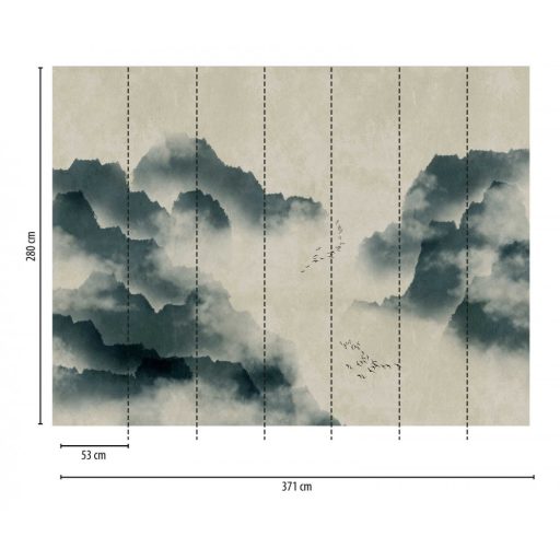 AS-Creation Metropolitan Stories the Wall 38246-1 Natur ködbe burkolózó hegyvidéki táj szürke kék fekete fehér falpanel
