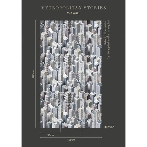 AS-Creation Metropolitan Stories the Wall 38250-1 Etno City felhőkarcoló rengeteg szürke fekete szines falpanel
