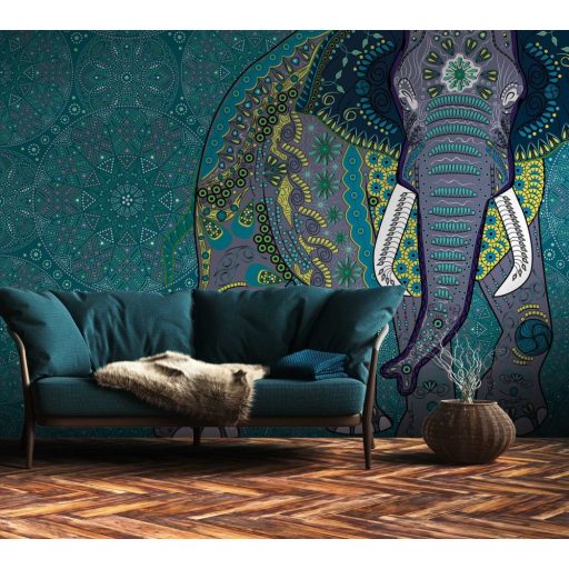 AS-Creation Metropolitan Stories the Wall 38262-1 Etno Orientális Indiai elefánt díszes viseletben türkiz arany szines falpanel