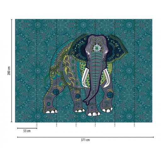 AS-Creation Metropolitan Stories the Wall 38262-1 Etno Orientális Indiai elefánt díszes viseletben türkiz arany szines falpanel
