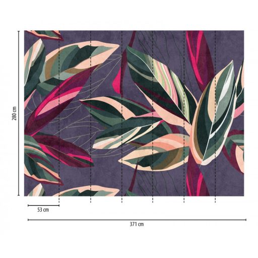 AS-Creation Metropolitan Stories the Wall 38272-1 Natur Szines festett trópusi levelek lila zöld szines falpanel