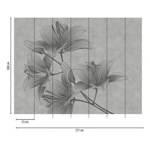 AS-Creation Metropolitan Stories the Wall 38278-1 Botanikus Grafikus sziromkompozíció szürke fekete falpanel