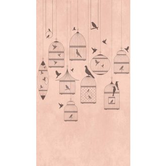   AS-Creation Metropolitan Stories the Wall 38296-1 Natur Grafikus madarak kalitkában és kívúle bézs barna rózsaszín falpanel
