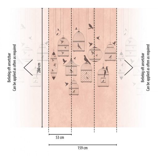 AS-Creation Metropolitan Stories the Wall 38296-1 Natur Grafikus madarak kalitkában és kívúle bézs barna rózsaszín falpanel