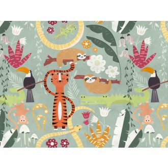   AS-Creation Metropolitan Srories the Wall 38303-1 Gyerekszobai Naív állatsereglet zöld szines falpanel