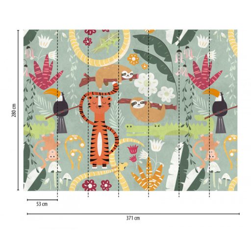 AS-Creation Metropolitan Srories the Wall 38303-1 Gyerekszobai Naív állatsereglet zöld szines falpanel