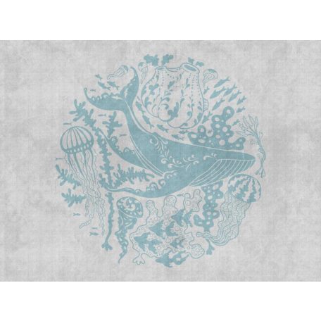 AS-Creation Metropolitan Srories the Wall 38306-1 Gyerekszobai Tengeri élőviág körforgása kék bálnával szürke kék falpanel