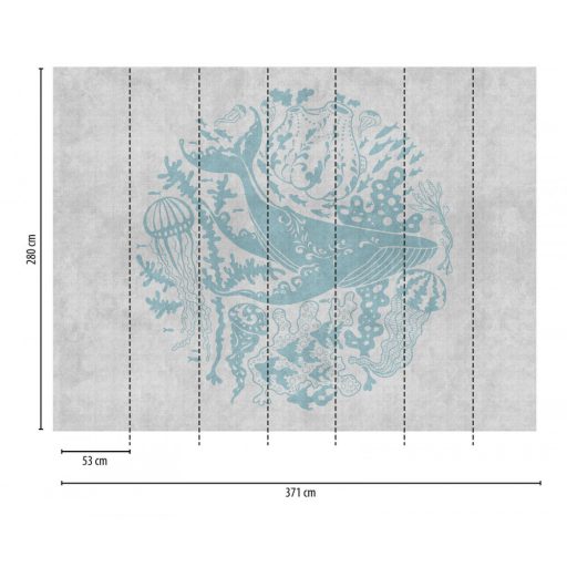 AS-Creation Metropolitan Srories the Wall 38306-1 Gyerekszobai Tengeri élőviág körforgása kék bálnával szürke kék falpanel