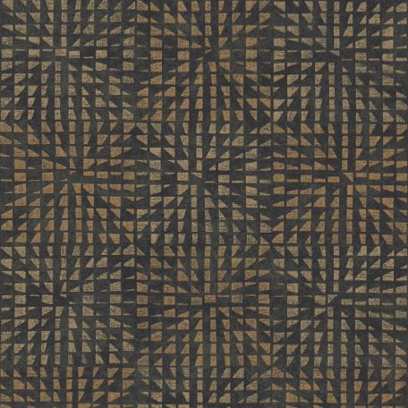 Kis mértani formákkal kialakított geometrikus minta antracit arany bronz enyhe fémes mintafény tapéta