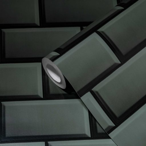 Háromdimenziós metrócsempe minta sötétszürke fekete tapéta