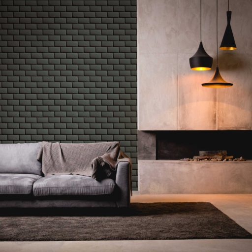 Háromdimenziós metrócsempe minta sötétszürke fekete tapéta