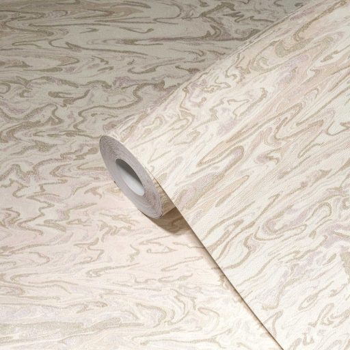 Absztrakt grafikus minta krém bézs rózsaszín/roségold enyhe mintafény tapéta