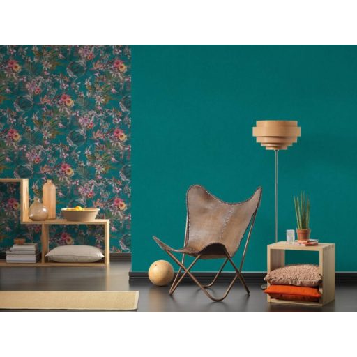 As-Creation Dream Flowery 3836-24 Eco Natural Egyszínű zöld/türkizzöld tapéta