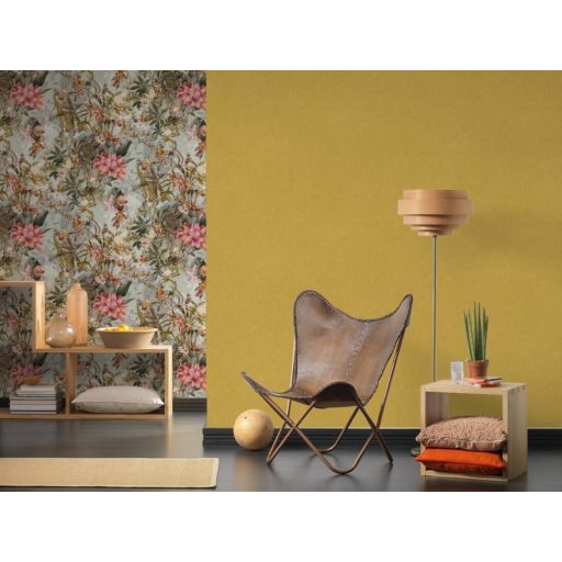 As-Creation Dream Flowery 3836-55 Eco Natural Egyszínű sárga/mustársárga tapéta