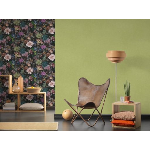 As-Creation Dream Flowery 3837-47 Eco Natural Egyszínű zöld tapéta