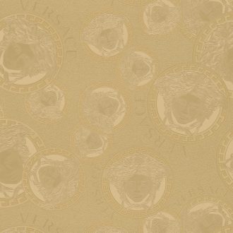   Klasszikus görög minta ikonikus Versace "medúzafej" motívummal matt és fényes arany tónus tapéta