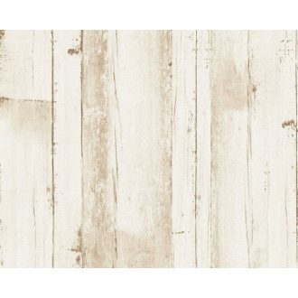   Kopottas megjelenésű Shabby deszka mintázat krém és bézs tónus tapéta