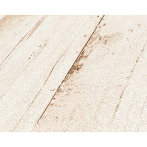 Kopottas megjelenésű Shabby deszka mintázat krém és bézs tónus tapéta