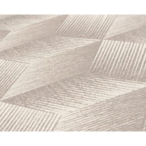 Modern háromdimenziós grafikus minta kockák sorozatával krémfehér szürke és ezüst tónus fémes hatás tapéta