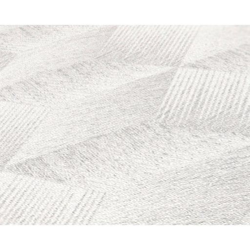 Modern háromdimenziós grafikus minta kockák sorozatával fehér szürke és ezüst tónus fémes hatás tapéta