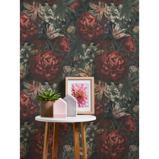 Most virágzik igazán! - Pompás virágmotívum intenzív szinezés antracit rózsaszín lila sárga bordópiros tapéta