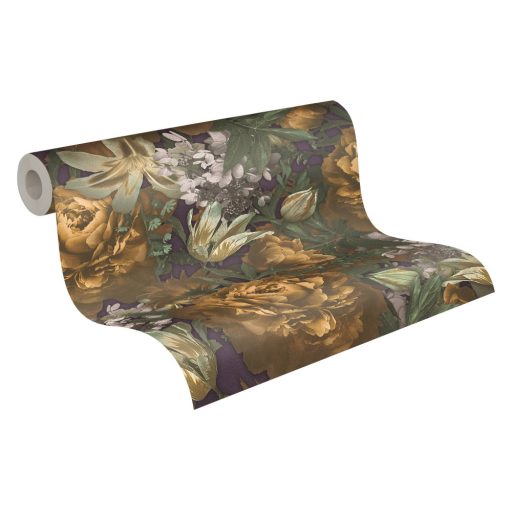 Most virágzik igazán! - Pompás virágmotívum intenzív szinezés krém zöld sárga lila tónusok tapéta