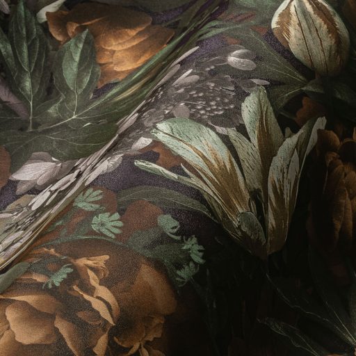 Most virágzik igazán! - Pompás virágmotívum intenzív szinezés krém zöld sárga lila tónusok tapéta