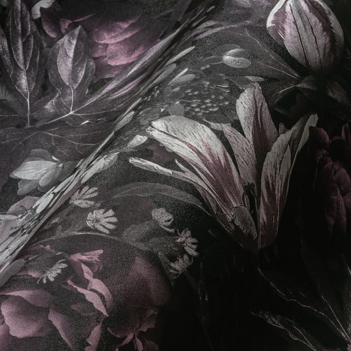 Most virágzik igazán! - Pompás virágmotívum intenzív szinezés antracit rózsaszín szürke lila tapéta