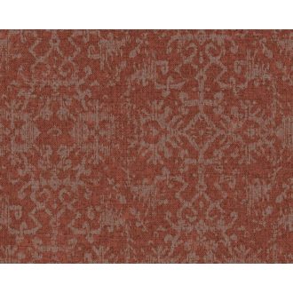   Végre Afrika! - Kézműves etno minta vörös és ezüst tónus finom mintafény tapéta