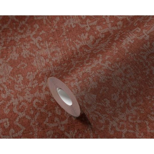 Végre Afrika! - Kézműves etno minta vörös és ezüst tónus finom mintafény tapéta