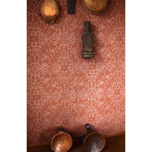 Végre Afrika! - Kézműves etno minta vörös és ezüst tónus finom mintafény tapéta