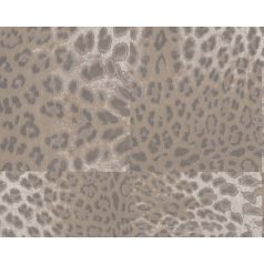   Vadító leopárdbőr minta négyzetekbe rendezve szürkésbézs/szürkésbarna és szürke tónus finom mintafény tapéta
