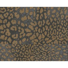   Vadító leopárdbőr minta négyzetekbe rendezve sötétszürke fekete és aranybarna tónus finom mintafény tapéta