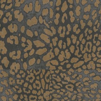   Vadító leopárdbőr minta négyzetekbe rendezve sötétbarna/antracit és aranybarna tónus finom fény tapéta