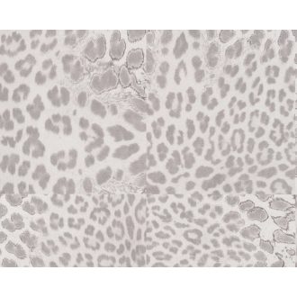   Vadító leopárdbőr minta négyzetekbe rendezve fehér szürkésfehér szürke és ezüst tónus finom mintafény tapéta