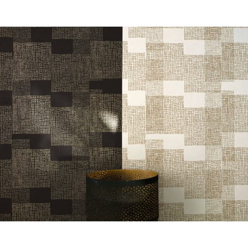 Urbánus Afrika : Fokváros - pontokkal kialakított geometrikus minta fekete és arany tónus fémes hatás tapéta