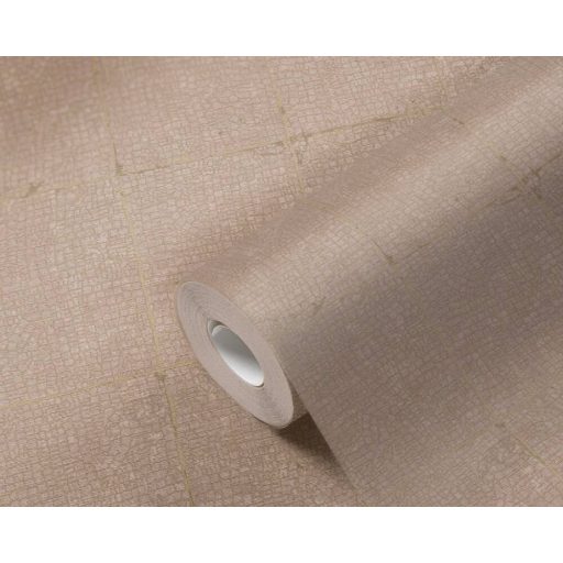 Természetes csempemozaik mintázat bézs barna és arany tónus finom mintafény tapéta