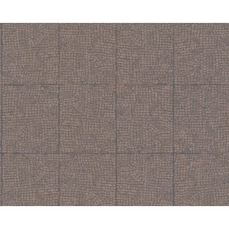   Természetes csempemozaik mintázat barna fekete és roségold/rézszín tónus finom mintafény tapéta