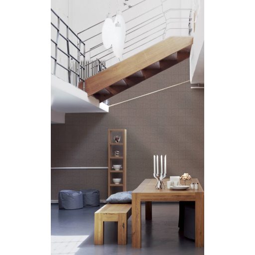 Természetes csempemozaik mintázat barna fekete és roségold/rézszín tónus finom mintafény tapéta