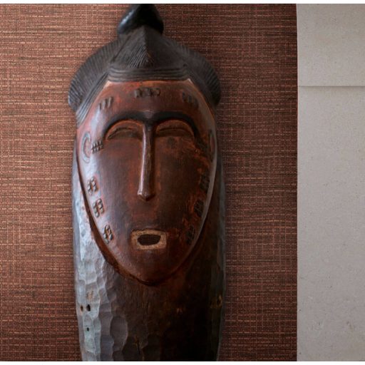 Természetes afrikai szőtt háncsminta vörösesbarna és fekete tónus tapéta