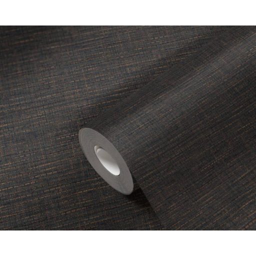 Természetes afrikai szőtt háncsminta sötérbarna fekete és rézszín tónus tapéta