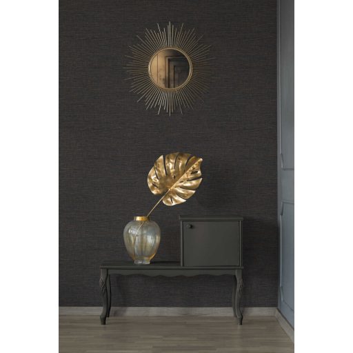 Természetes afrikai szőtt háncsminta sötérbarna fekete és rézszín tónus tapéta