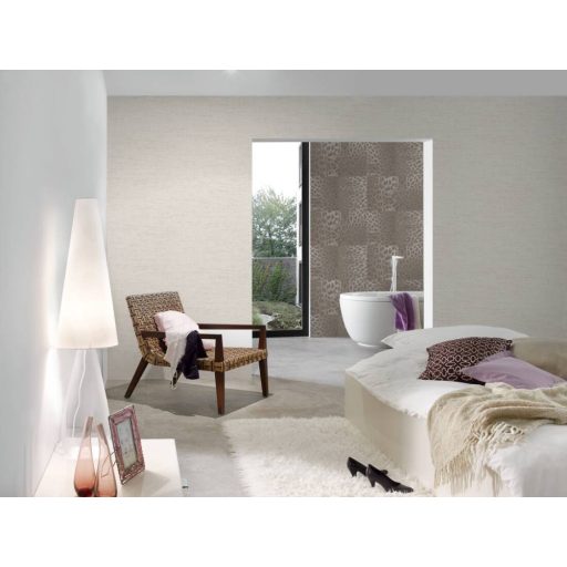 Természetes afrikai szőtt háncsminta krém és bézs/világosbarna tónus tapéta