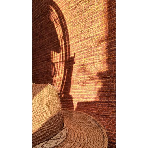 Természetes afrikai szőtt háncsminta narancs terrakotta vörösesbarna és fekete tónus tapéta