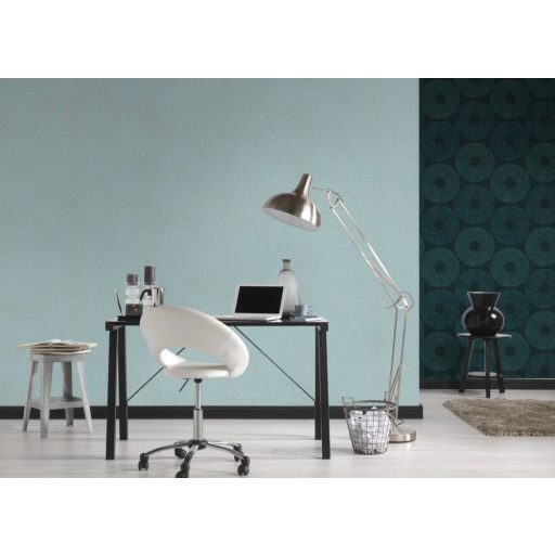 Strukturált textilhatású minta zöldeskék(türkiz) és barna tónus tapéta