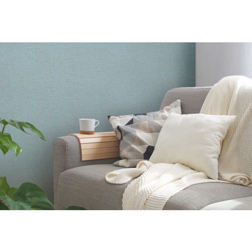 Strukturált textilhatású minta zöldeskék(türkiz) és barna tónus tapéta