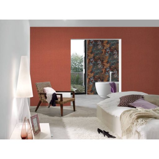 Strukturált textilhatású minta vörös és sötétbarna tónus tapéta