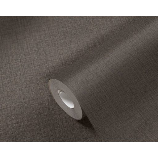 Strukturált textilhatású minta sötétbarna és fekete tónus tapéta